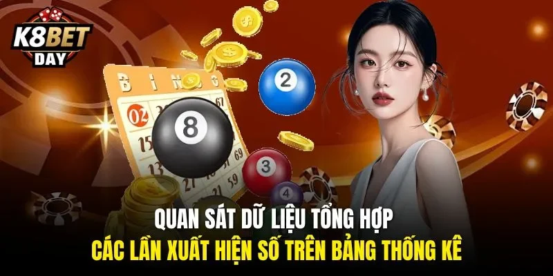 Quan sát dữ liệu tổng hợp các lần xuất hiện số trên bảng thống kê